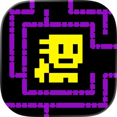 Neo-retro, neonfényes pixel labirintus a Tomb of the Mask: Old Maze stílusában