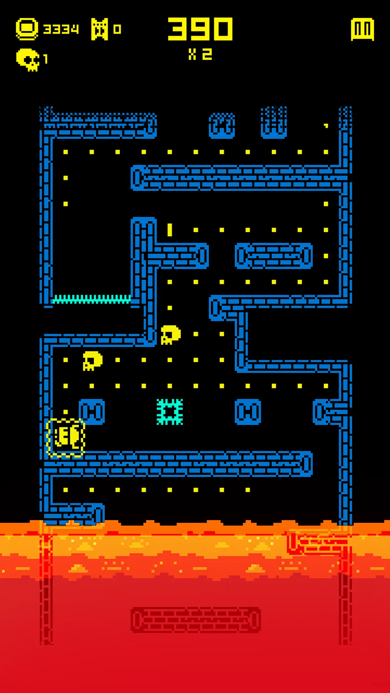 Feloldható maszkok válogatása a Tomb of the Mask: Old Maze neo-retro pixel stílusában