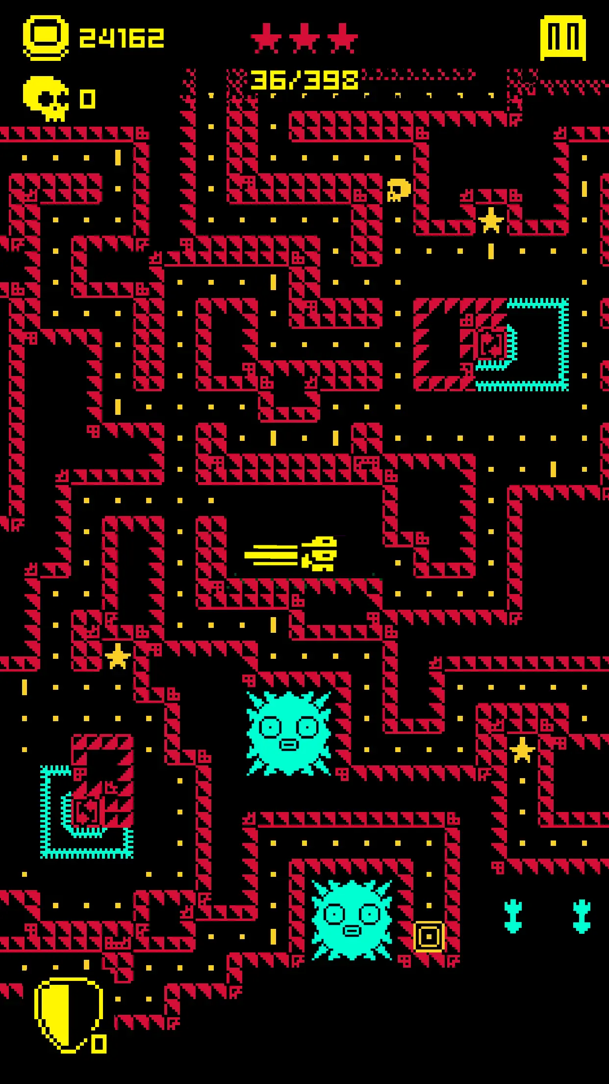 Neo-retro, neonfényes pixel labirintus a Tomb of the Mask: Old Maze stílusában
