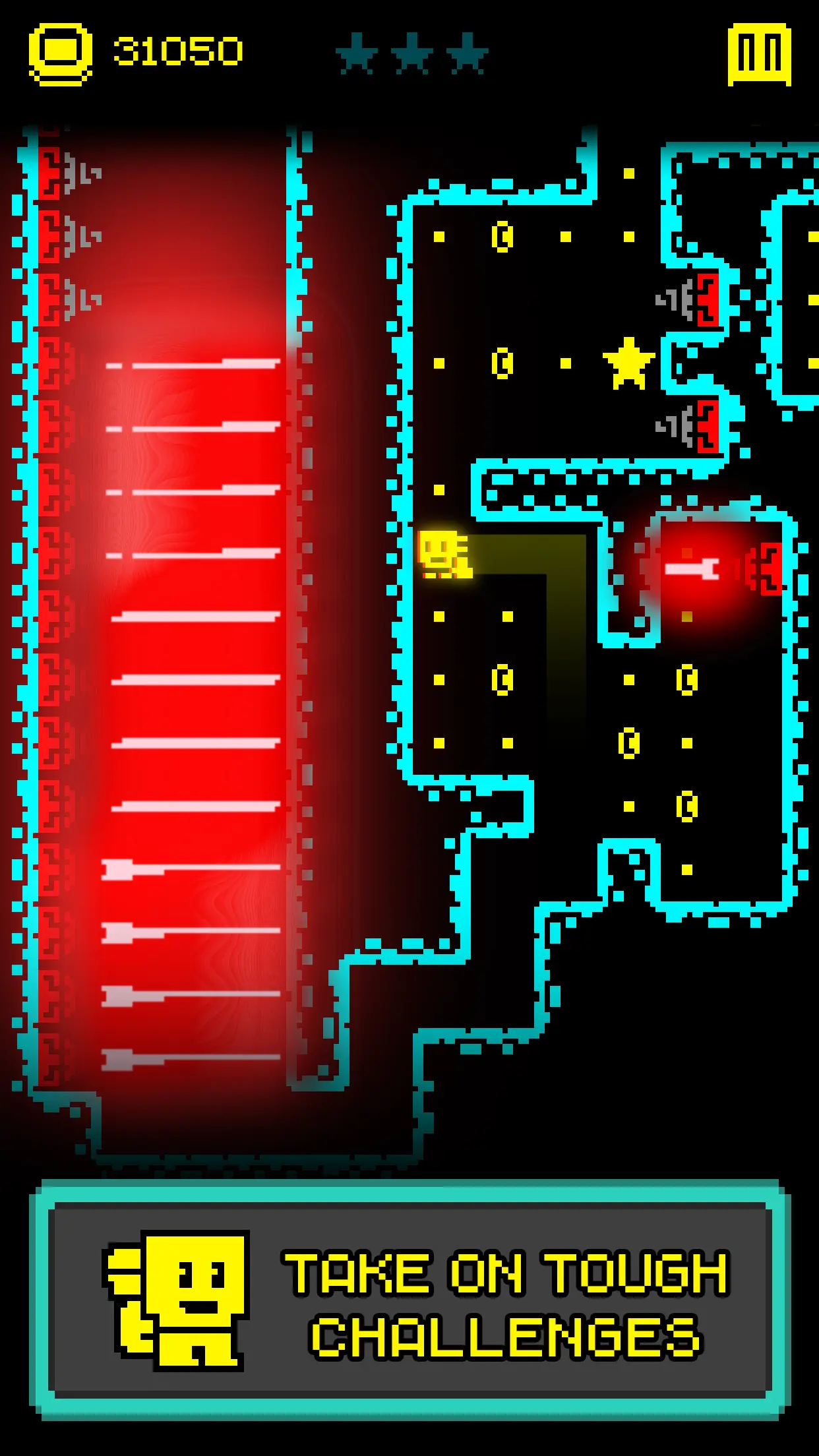 Neo-retro pixel stílusú labirintus a Tomb of the Mask: Old Maze játékból