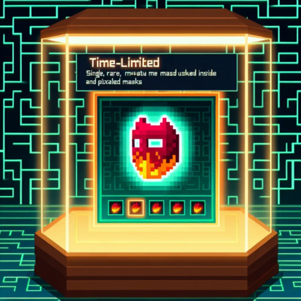 Limitált időszakos maszkok neon színekben, eseményhez kötött különleges dizájnnal a Tomb of the Mask: Old Maze játékban.