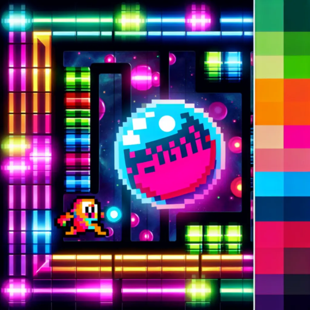 Védelmi pajzs powerup demója pixel-art labirintusban