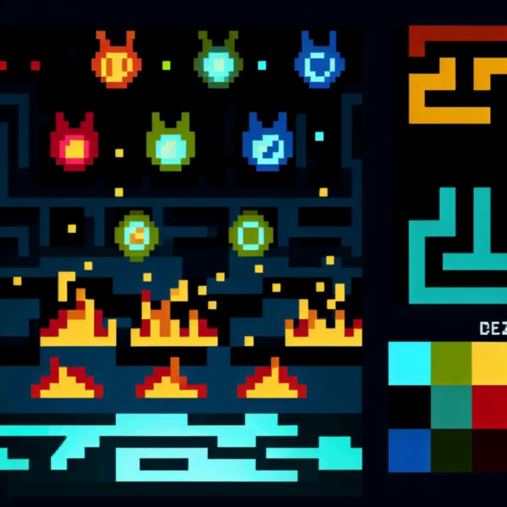 Tomb of the Mask: Old Maze powerupok neon-fényű pixel art labirintusban