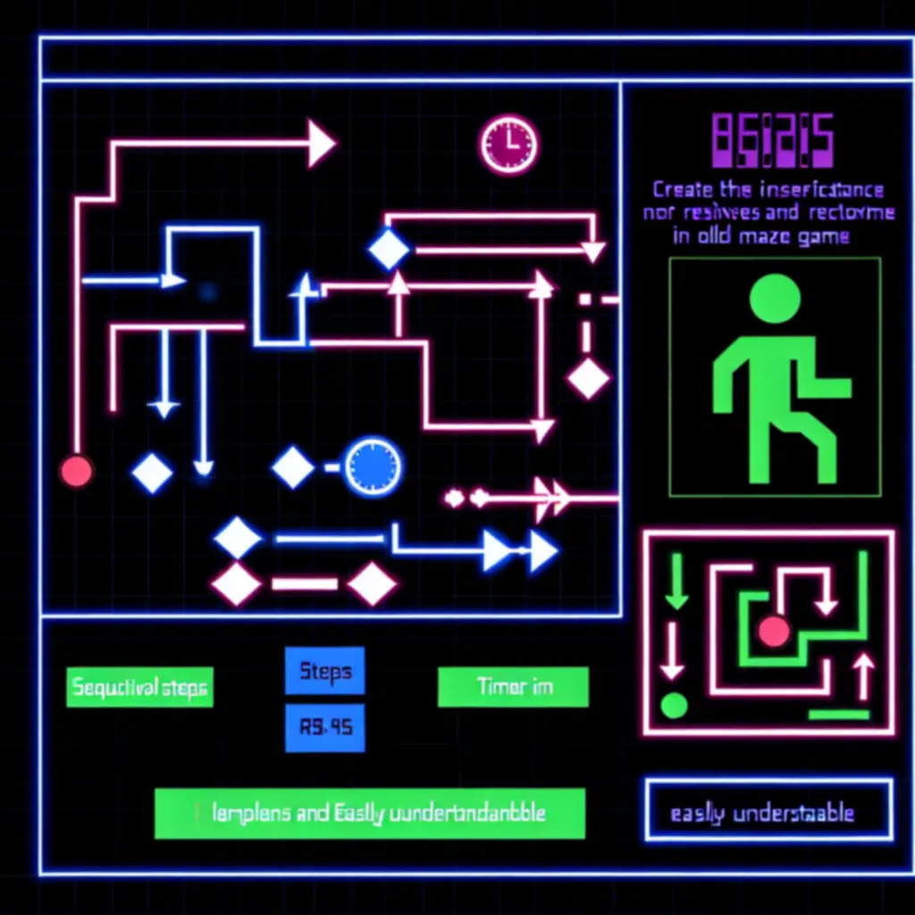 Infografika, amely a reakcióidő és játékmenet lépéseit mutatja Tomb of the Mask: Old Maze stílusban