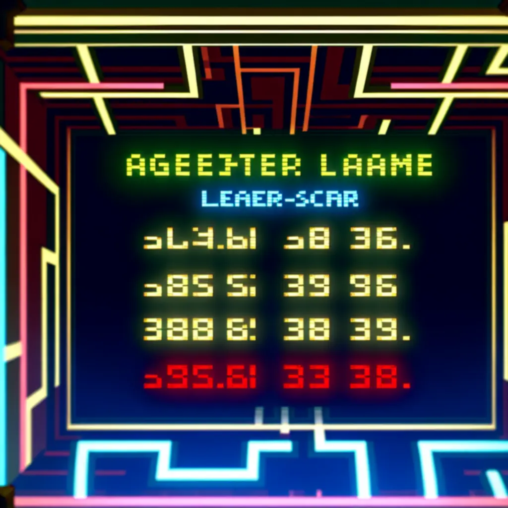 Retro stílusú toplista és high-score képernyő neon színekkel